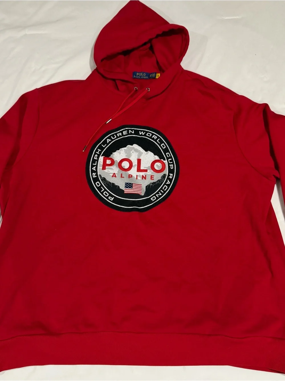 Polo Ralph Lauren Double Knit Tech Hoodie Red World Cup Alpine Racing Size 2XL